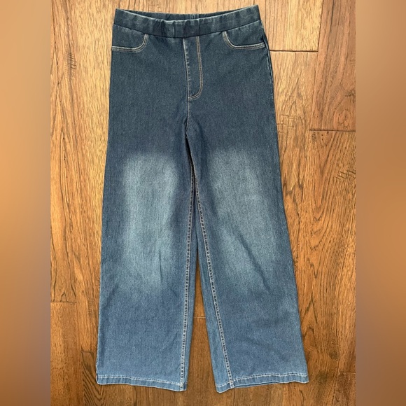 NWOT-H&M Girls' Wide-Leg Pull-On Jeans in Blue Size:9-10 - Picture 6 of 9